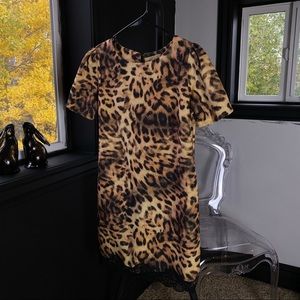 Zara trafaluc leopard print shift t-shirt dress